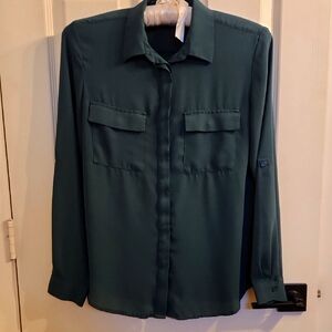 LOFT Green Casual Button Down Shirt